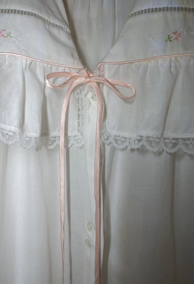 Conjunto de bata de vestido Gillian Omalley rosa abuela núcleo pradera cabaña BOLO vintage largo Foto 3 de 4