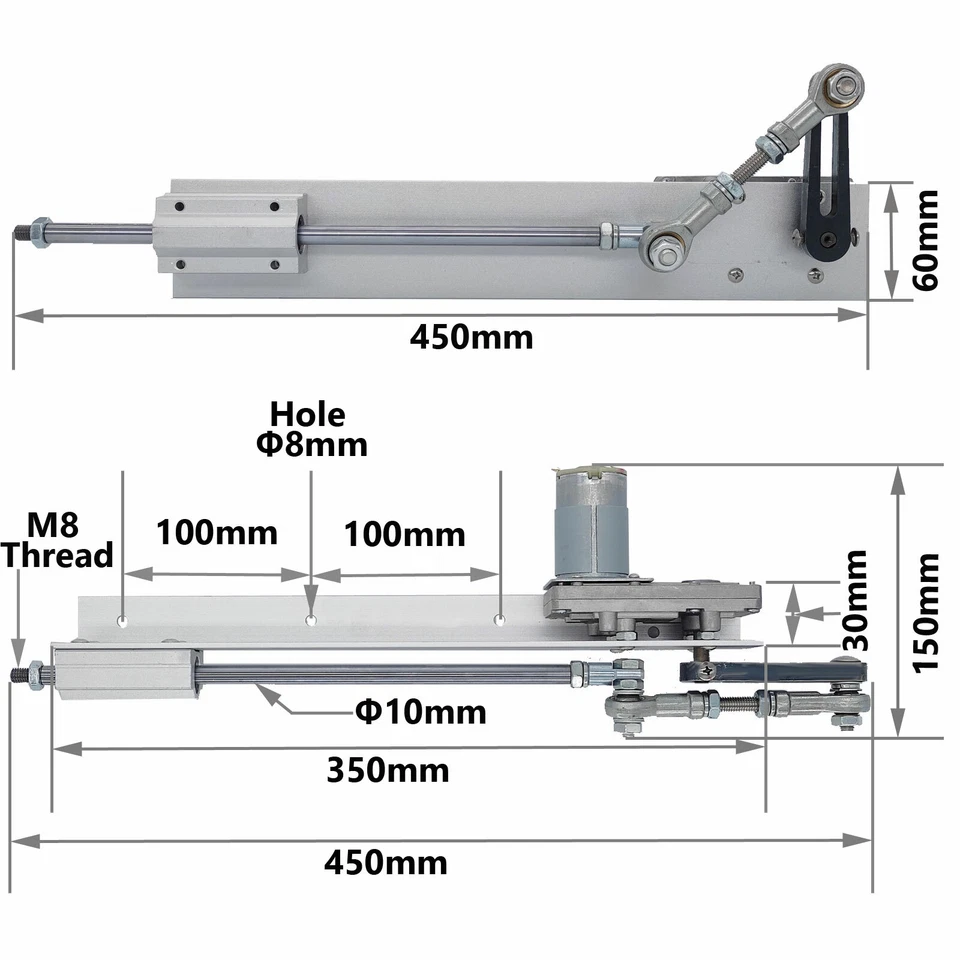 High Torque 40lbs Cycle Reciprocating Linear Actuator Motor 24V 160RPM 1.18”-6” - Image 3 of 4