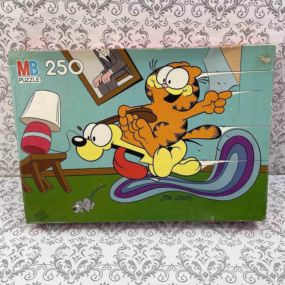 Rompecabezas Garfield & Odie MB Jim Davis 250 piezas vintage 19 7/8 x 13 7/8 Foto 4 de 4