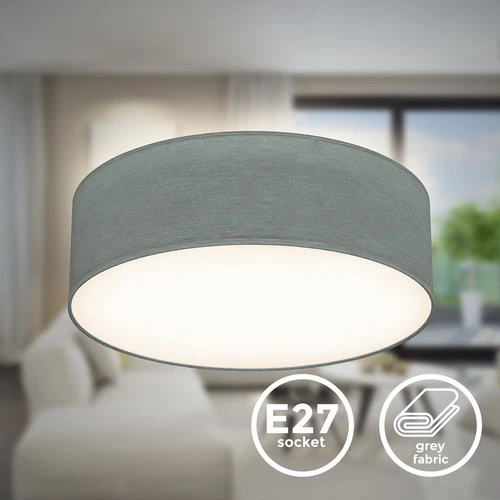 Deckenlampe Stoff grau Textil Lampenschirm Deckenleuchte Wohnzimmer Schlafzimmer - Bild 7 von 9