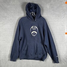 Nike Center Swoosh Hoodie Mens L Blue Football Sweatshirt 90's Gray Tag Vintage