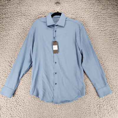 Brooklyn Brigade Shirt Mens Medium Blue Long Sleeve Button Up Modern Slim *NWT*
