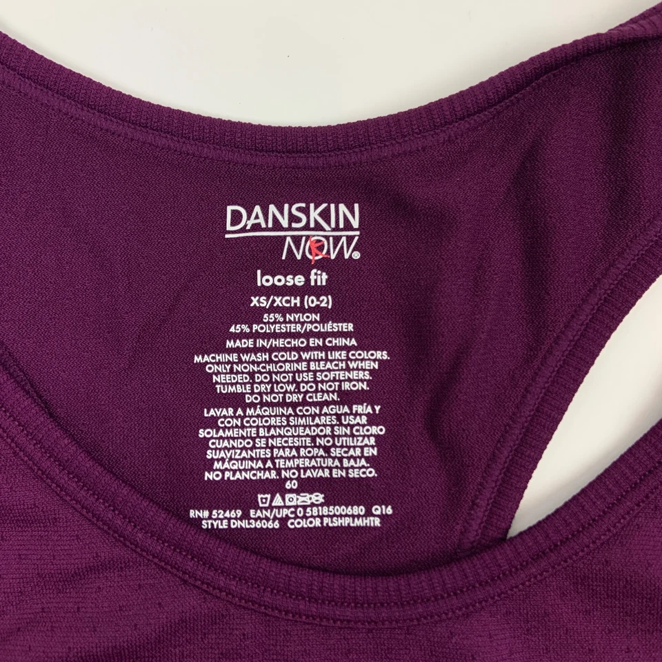 Danskin Now Tank Top Womens XS Racerback Purple Pink Stripes - Image 2 of 4