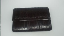 Vintage Eel Skin Handbag Clutch GENUINE Made In Korea Beautiful Deep Brown