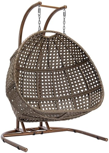 2 Person Double Outdoor Hanging Egg Chair Large Loveseat Swing Wicker Rattan XL - Picture 13 of 24