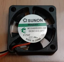 Sunon Fan, 5VDC,  25 mm x 25 mm x 6mm, 2 leads for Raspberry Pi etc 