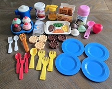 Huge Lot of Vintage Fisher Price Food Dish Waffles Ice Cream Cupcakes Meal Tray