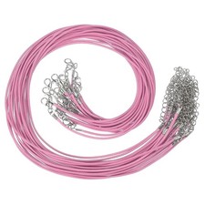 20Pcs 16"x0.06" Necklace Cord Waxed Leather Necklace String Rope Light Pink