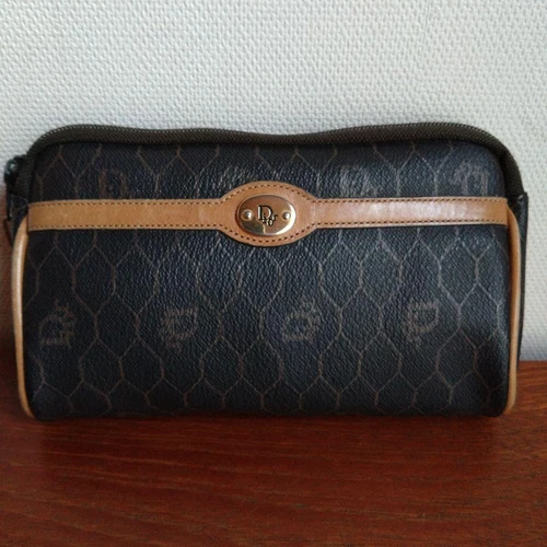 Christian Dior sac pochette cuir pvc authentique noir marron femme France 115944