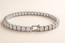 Certified 7 Ct Treated Real Diamond Bracelet in Solid 14K White Gold