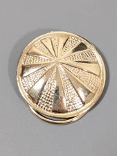 Retro Gold Tone Medallion Textured Round Scarf Dress Clip