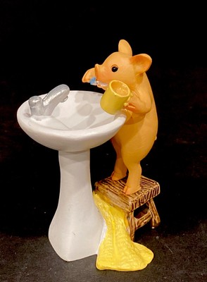 Fairy Garden Miniature Pig Figurine Resin Decor Collection By Tokzon 3x2.25x2 