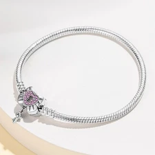 KUNSIR 925 Sterling Silver Dainty Bow Lock Snake Chain Bracelet For Women Girls