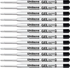 Parker Compatible Gel Ink Ballpoint Refills 12 Pack,0.7mm Medium Point-Black, Sm
