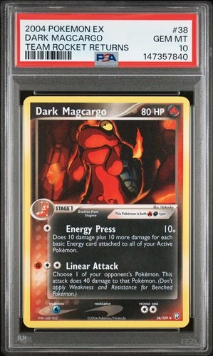 2004 POKEMON EX TEAM ROCKET RETURNS #38 DARK MAGCARGO PSA 10