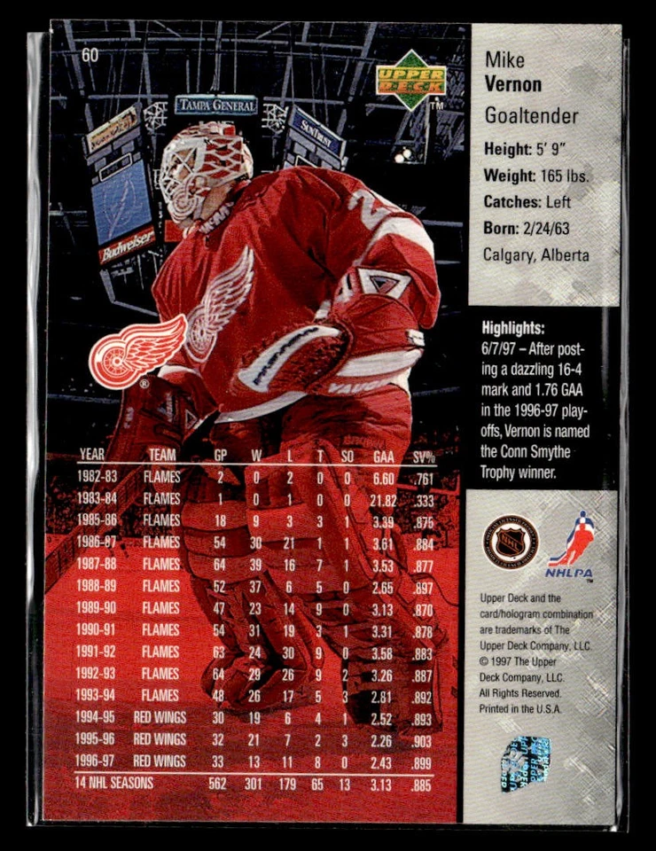 1997-98 Upper Deck Mike Vernon #60 - Image 2 of 2