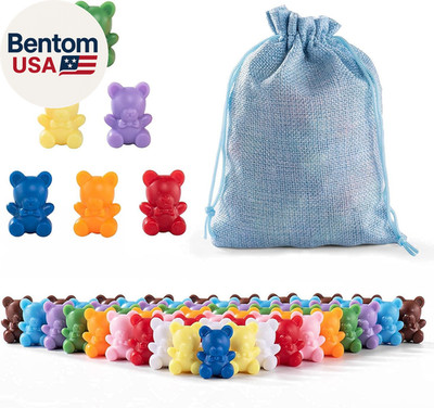 Rainbow Counting Bears Set of 60, 6 Colors Sorting Teddy Plastic Bears Math Mani