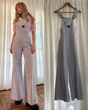 1970s Striped Superstar Bell bottom Overalls