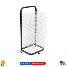 25-Shelf Art Drying Rack - Portable with Locking Wheels  Wall Mount, Black