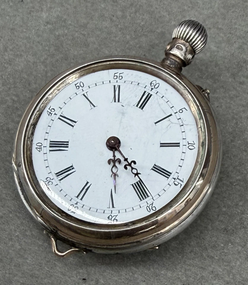 RELOJ BOLSILLO ART NOVEAU Damas Colgante Dos Tonos .800 (80%) Plata Piezas Reparación Foto 3 de 4