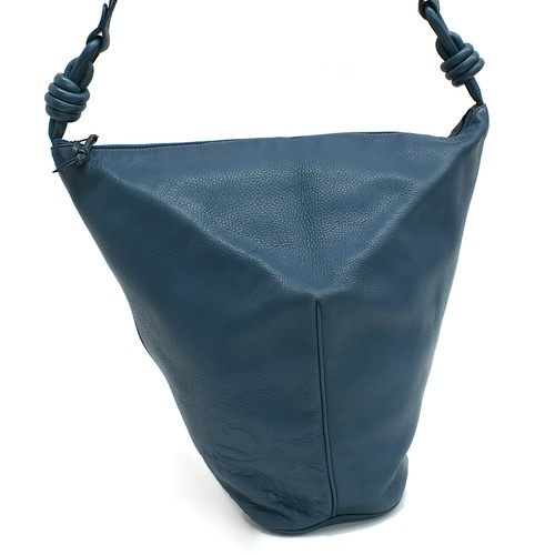LOEWE Anagram Shoulder Bag Crossbody Leather Emboss Knot Deep Blue