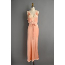 Vintage 1940s Lingerie Slip Dress / Silk Lace Bias Lingerie Slip Dress Small