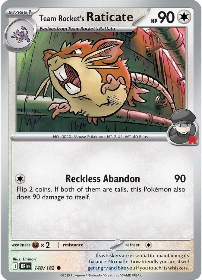 Pokemon Team Rocket's Raticate - 148/182 - Common NM-Mint Destined Rivals