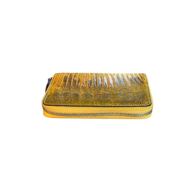 Echsenleder Geldbörse Echtleder Exotic Echse Leather Wallet Gelb Unisex Designer