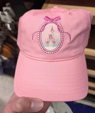 NEW🌟Disney Parks 2025 Princess Pink Ribbon Bow Castle Baseball Cap Hat