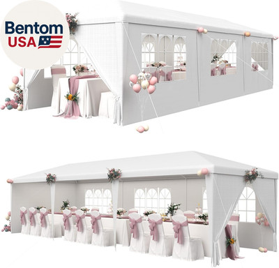 10X30Ft Party Tent with Sidewalls, Waterproof Outdoor Event & Wedding Canopy, 6