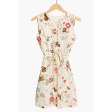 Vintage 90's Scott 100% Cotton Floral Butterfly Button Lace Dress sz M Women's
