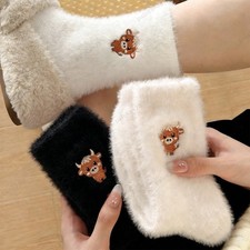 5 Pairs Womens Christmas Fuzzy Socks Cute Highland Cow Holiday Socks Gifts