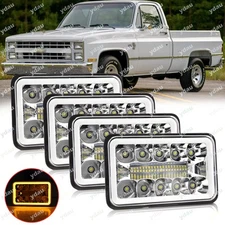 4x For CHEVY C10 Trucks 1981-1986 4x6'' LED Headlights Hi-Lo Beam DRL Turn Light