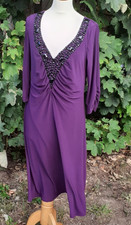 Gray & Osbourn Dress Beaded Neckline Purple Size 14 Lined Charity Sale
