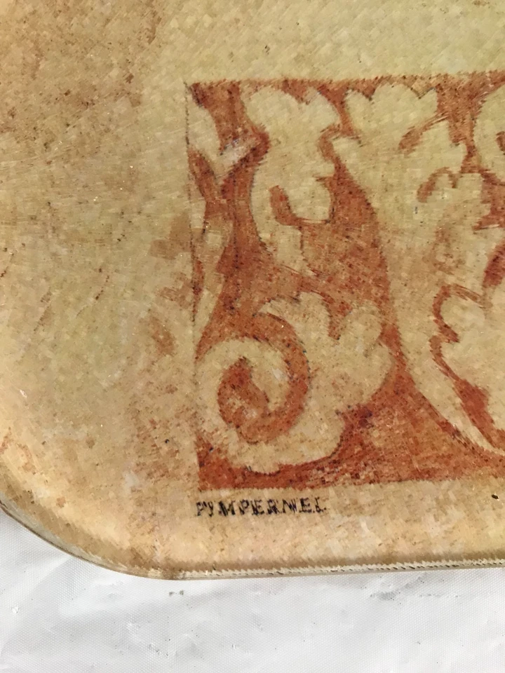 Tabla de cortar pimpinela de vidrio vintage Gloria Eriksen Classic Harvest 16" x 12" Foto 3 de 4