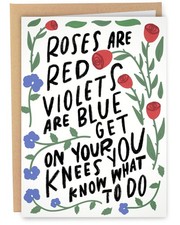 Funny Valentines Day Card For Girlfriend Wife  Get On Your Knees  Naughty B...