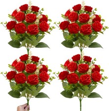 40 Heads Fake Roses Artificial Flowers for Outdoors Spring Valentines Day Decora