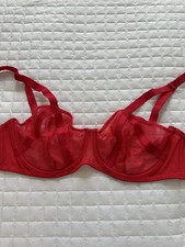 Victoria’s Secret Red Sheer Mesh Underwire Bra — Size 32DD
