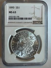 1890 Morgan Silver Dollar MS 63 NGC