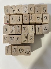 Vintage Lowercase Alphabet Stamp Set Letter, 2 Punctuation Heart  Flower