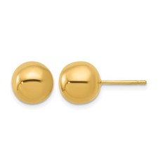 14K Yellow Gold Polished 10.0mm Ball Post Earrings Gift For Mom