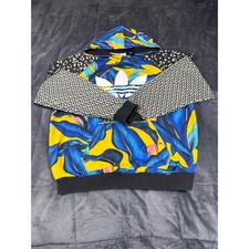 Adidas Originals Womens Tropical Animal Print Mixed Media Hoodie Multicolor S