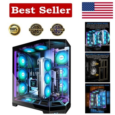 PC Case, Vertical GPU Mounting Design, Pre-Installed 5 PWM ARGB Fans, 360MM RAD
