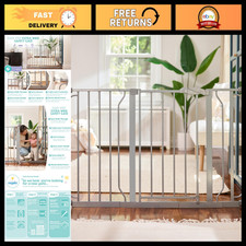 Extra Wide Baby Gate 29"-49" for Stairs  Doorways, Safety Child Barrier, Easy I
