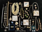 Vintage Jewelry Lot 40+ Signed Unsigned Gold Rhinestone Silver Coro Ciner Monet