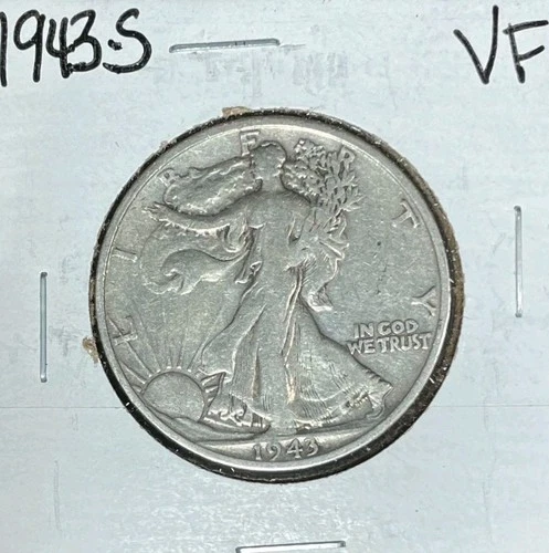1943-S WALKING LIBERTY SILVER HALF DOLLAR~  VF ~NICE COIN~ 90% SILVER