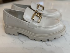 Steve Madden Bellanie White Lug Sole Chain Loafers BNIE01S1 Women  s- 7.5
