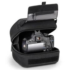 Quick Access DSLR Hard Shell Camera Case w/ Accessory Storage & Padded Interior