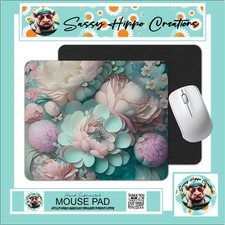 Mouse Pad Pastel Floral Flower Succulents Anti Slip Back Easy Clean Sublimated