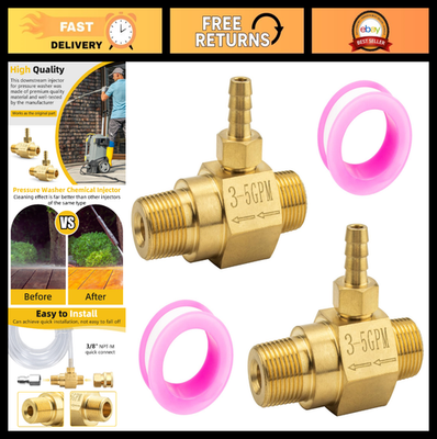 #ad High Draw Fixed Chemical Injector 3 5 GPM for Pressure Washer 4500 PSI 2 Pack $57.99
